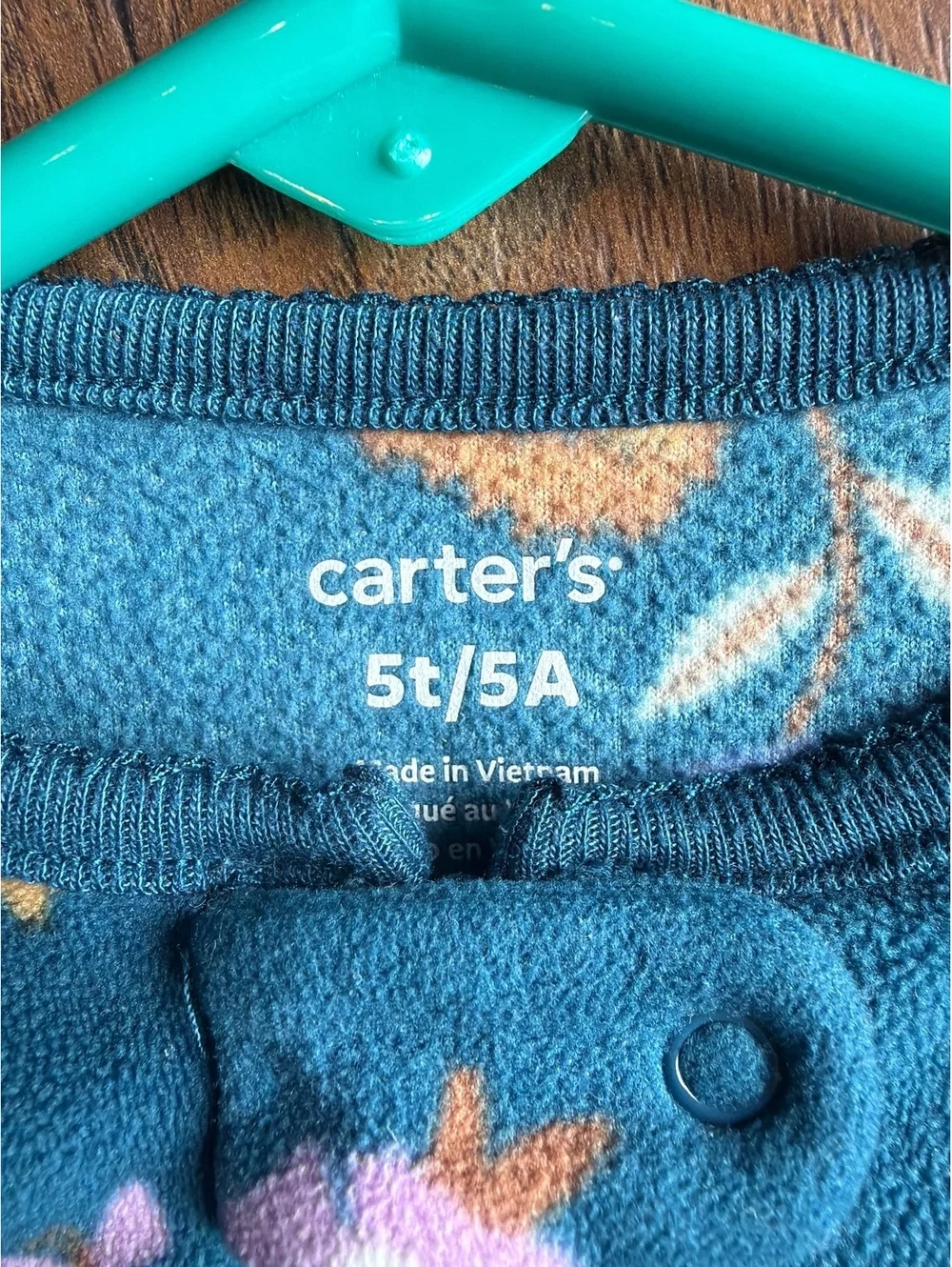 Carter's 5T Blue Floral Fleece Footed Pajamas with Grips